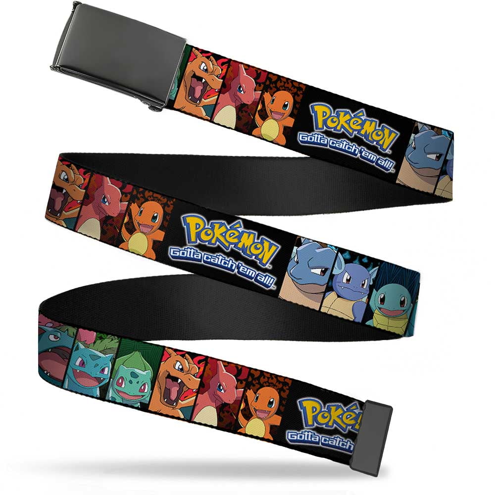 Pokémon Blank Black 1.25" Buckle Pokemon Logo Kanto Starter Pokemon