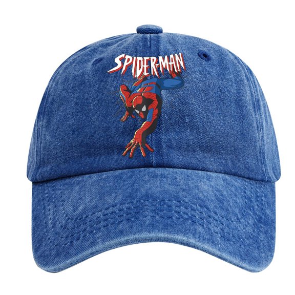Unisex SuperheroBaseball Cap Washed Cotton Spider Printed Sunshade Curved Brim Hat Birthday Novelty Gift