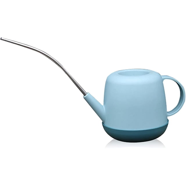 Lata de riego de planta 1l, lata de riego de plástico, lata de riego ligero con boca larga para jardinería y plantación de interior (azul) Feliz Sencillez