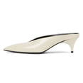 thumbnail image 2 of YDN Women Classic Closed Pointed Toe Slip On Clogs Kitten Low Heels V Cut Mules Comfortable Shopping Dressy Slides Sandals Size 16 Chalk, 2 of 4