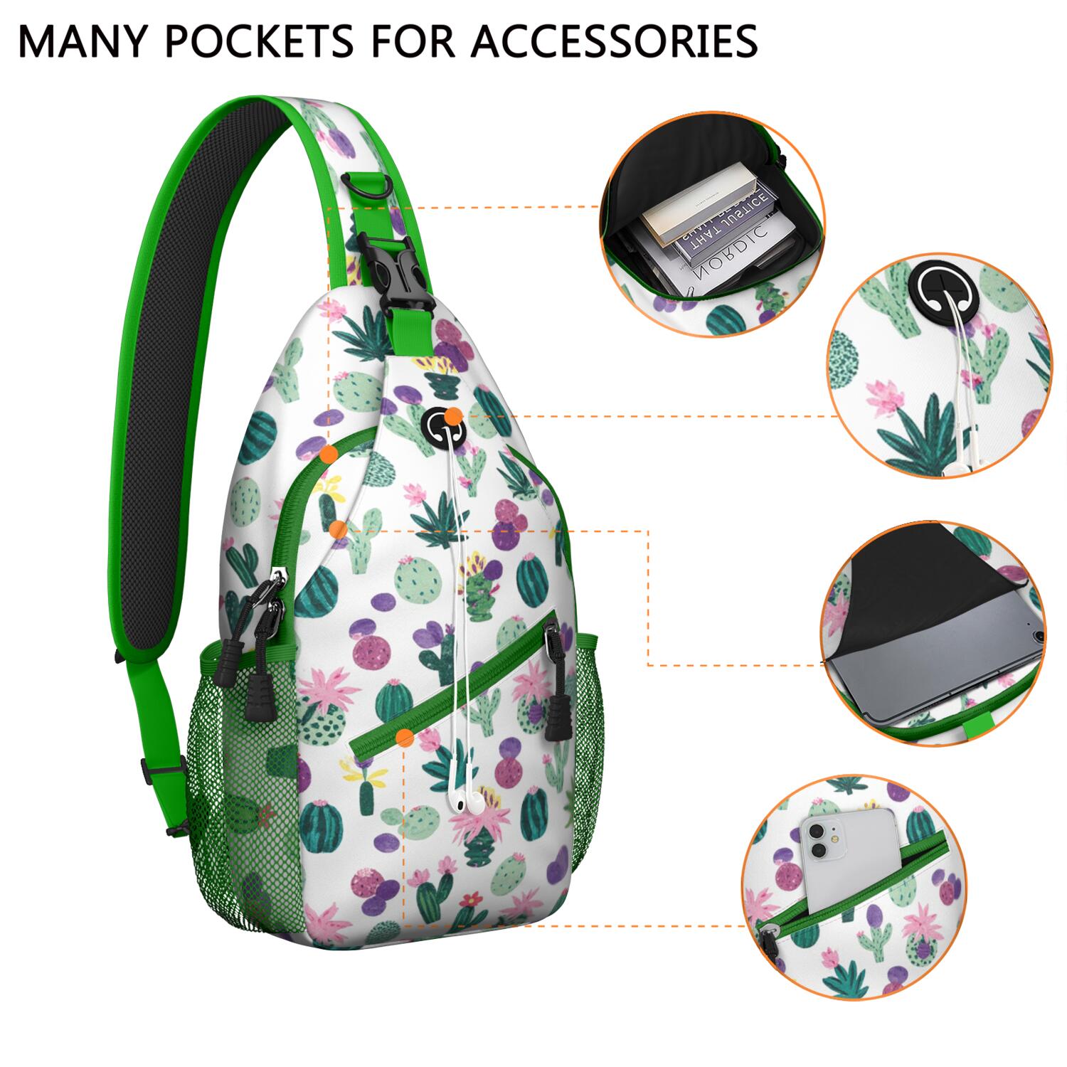 Chest Bag Crossbody Shoulder Bag Crossbody Shoulder BagHiking Sling Backpack for Men Women Travelers Cactus