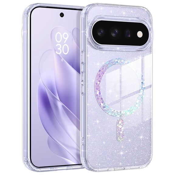 YINLAI Google Pixel 11 Case / Google Pixel 11 Pro Case Compatible with Mag-safe,Glitter Sparkle Slim Tpu Transparent Shockproof Protective Case for Google Pixel 11 / 11 Pro,Clear Glitter