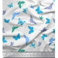 thumbnail image 1 of Soimoi White Poly Georgette Fabric Butterflies Butterfly Printed Fabric 1 Yard 52 Inch Wide, 1 of 1