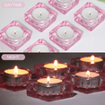 thumbnail image 6 of HofferRuffer 6-Piece Glass Candle Holders, Pink Square for Home Decor, Weddings, Parties, 6 of 9