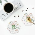 thumbnail image 4 of Yiaed Frog and Mushrooms Print Leather Coasters for Drinks - Cup Coasters Coffee Table Kitchen Table Bar, Home & Office Gifts Handmade Drink Coasters-Hexagon, 4 of 6