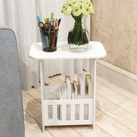 IFNWSV 2-Layer Scandinavian Style Mini Coffee Table Small Table Household Organizer Bedroom Balcony Magazine Storage Table