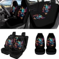 thumbnail image 2 of Uorisanigo Butterfly Skull Interior Accessories 18 Packs, Full Set Car Seat Covers+Steering Wheel Cover+Center Console Pads+Seatbelt Covers+Coasters+Keychain+Headrest+Gear Shift & Handbrake, 2 of 7