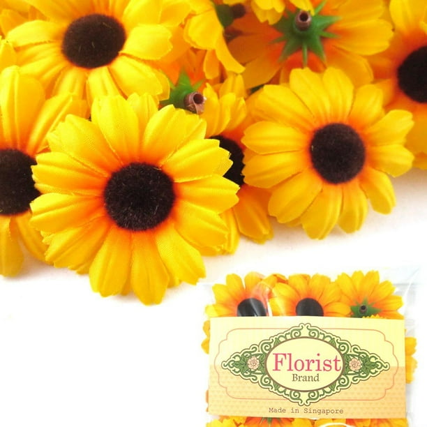 (24) Silk Yellow Sunflower Gerbera Daisy Flower Heads ...