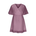 thumbnail image 5 of Robes pour Femmes 2023 Robes d'Été Nouvelle Robe d'Été Col en V Manches Courtes Manches Évasées Taille Haute en Chiffon, 5 of 5