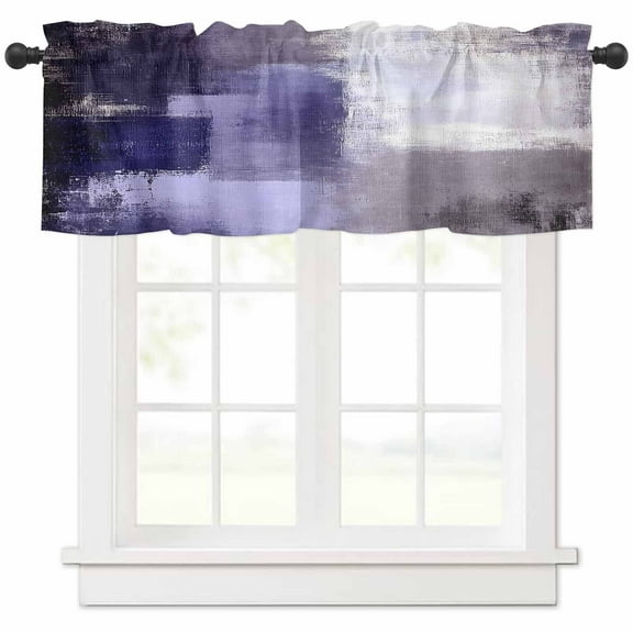 Purple Gray Valances for Windows Farmhouse Kitchen Curtains Valances Rod Pocket Valance Curtains for Kitchen Windows Modern Oil Painted Art Abstract Geometric Window Valances for Bathroom 60"x18"