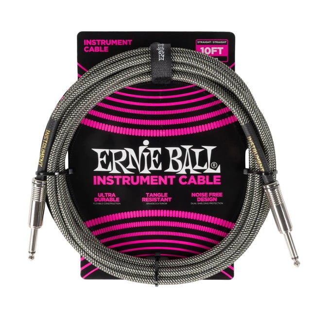 Cable para Instrumentos Ernie Ball Silver Fox Trenzado Recto/Recto 3 m
