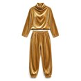 thumbnail image 3 of JIAYUE Women Velvet 2 Piece Outfit Cowl Neck Solid Color Long Sleeve Top Elastic Waist Jogger Pants Set for Vacation Daily Walking, 3 of 3