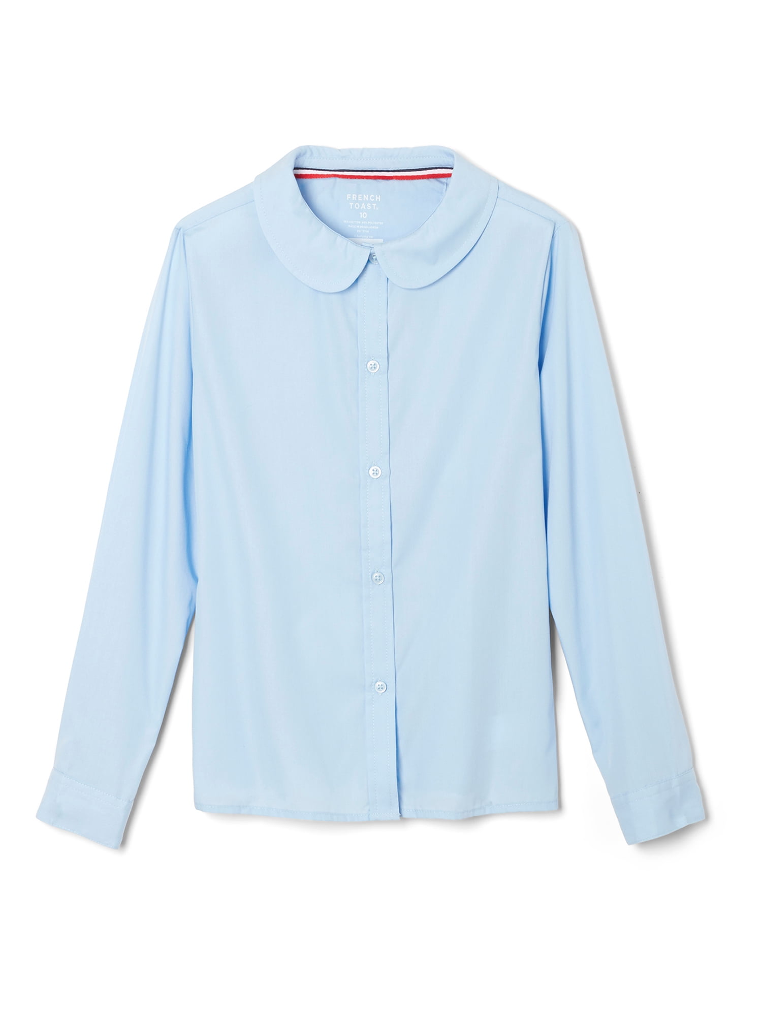 French Toast Girls Long Sleeve Woven Shirt with Peter Pan Collar Standard & Plus 