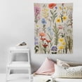 thumbnail image 4 of ONETECH  Wildflowers Vertical Tapestry Wall Hanging, Illustrative Reference Chart Tapestry With Word, Beige White Vintage Tarot Flag Straight Tapestry, 4 of 7