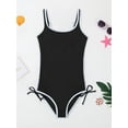 thumbnail image 6 of 9-16T Girls Summer One Piece Swimsuits with Drawstring Adjustable Spaghetti Strap Ribbed Swimwear Bathing Suit, Size 9-16 Years, 6 of 8