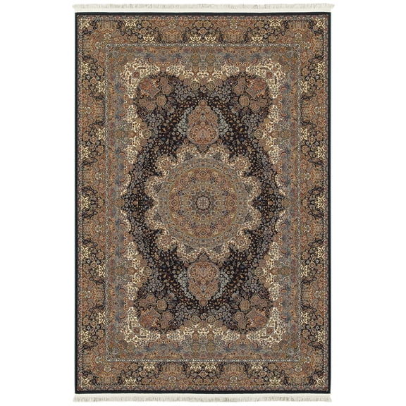 Moretti Wembley Area Rug 5501K Black Wheel Rings 2' 3" x 10' Rectangle