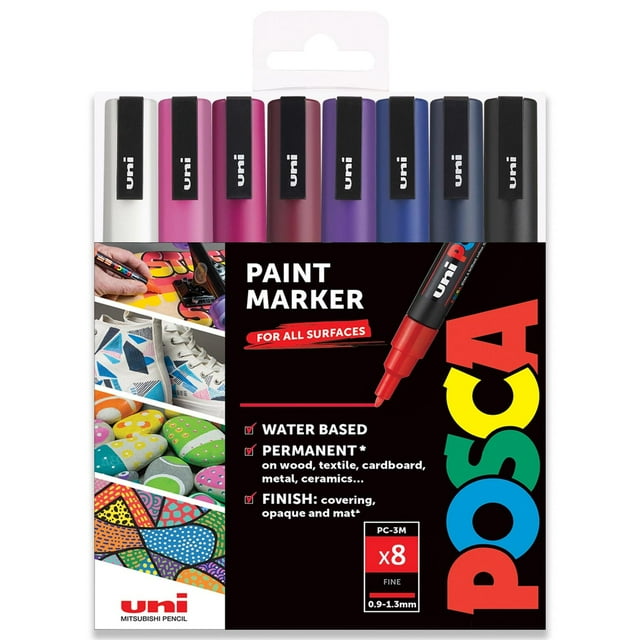 POSCA Colouring - PC-3M Midnight Tones - Set of 8 - in Gift Box