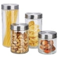 thumbnail image 1 of 4 Piece Glass Canister Set with Stainless Steel Lids, 1 of 6