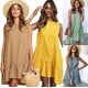 thumbnail image 3 of Popular cuello redondo sin mangas lunares suelto gran swing hoja de loto vestido MABOTO Caqui 3XL, 3 of 6