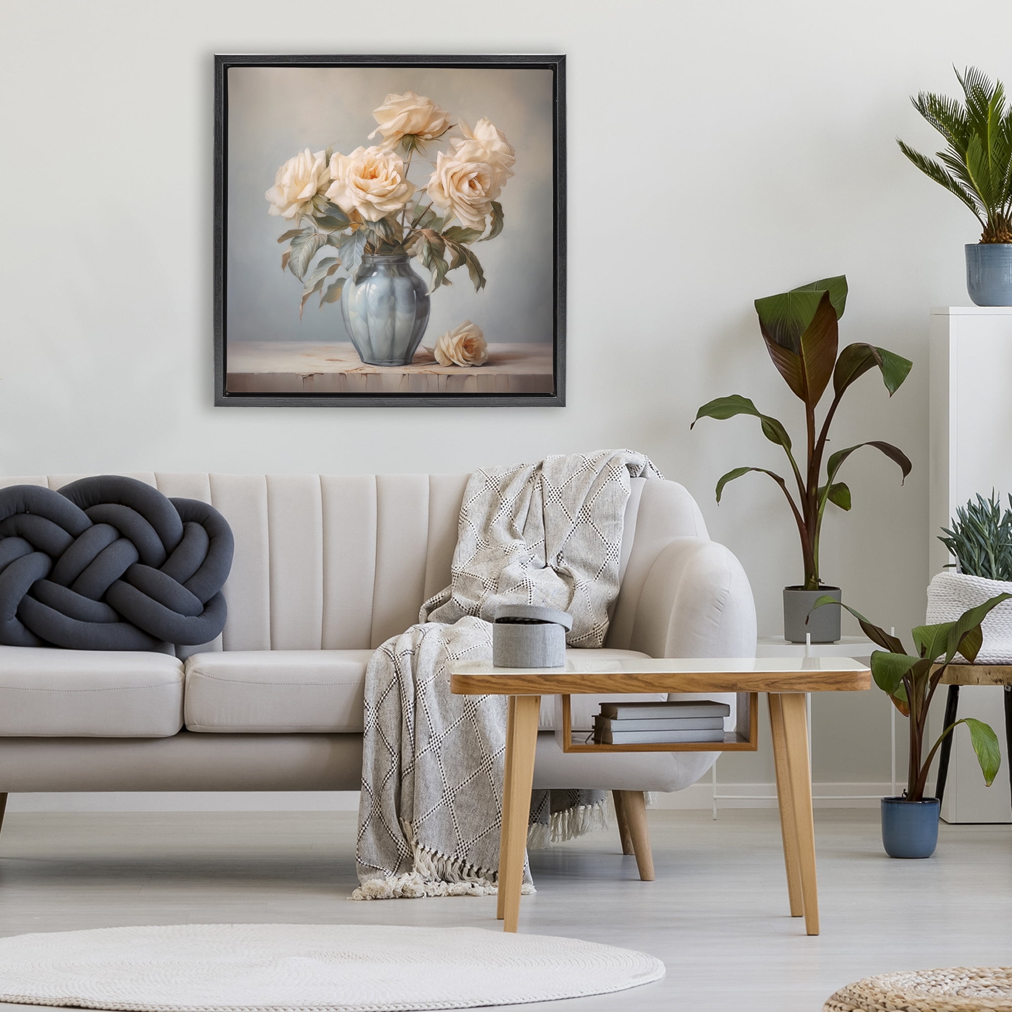 Stupell Industries Vintage Rose Paragon Black Framed Floater Canvas Wall Art, design by Steve Hunziker