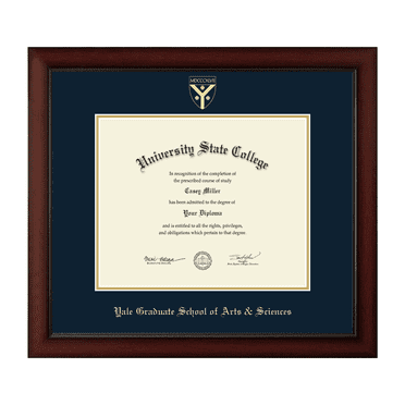 Framerly - Yale Arts and Sciences Diploma Frame with Navy and Gold Mat