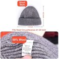 thumbnail image 5 of Sinhoon Wool Knit Cuff Short Fisherman Beanie for Men Women, Winter Warm Hats (gray), 5 of 12