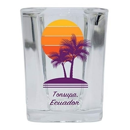 

Tonsupa Ecuador Souvenir 2 Ounce Square Shot Glass Palm Design