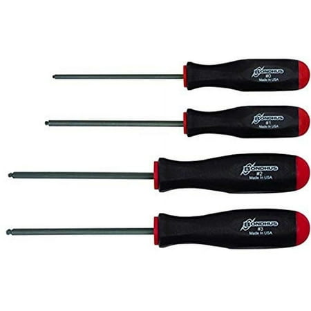 UPC: 0037231116408 | Bondhus 11640 Set of 4 Square Recess Screwdrivers  sizes #0-3