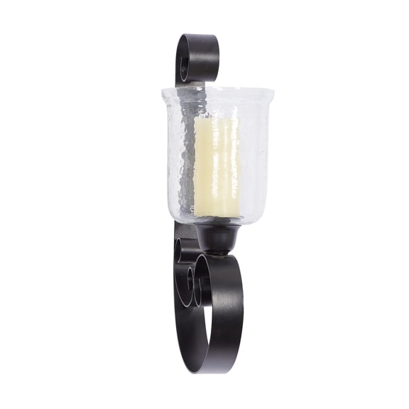 DecMode Black Metal Scroll Handmade Pillar Wall Sconce