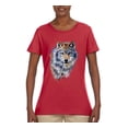 thumbnail image 2 of Wolf Oil Painting Animal Lover Womens Graphic T-Shirt, Red, X-Large, 2 of 3