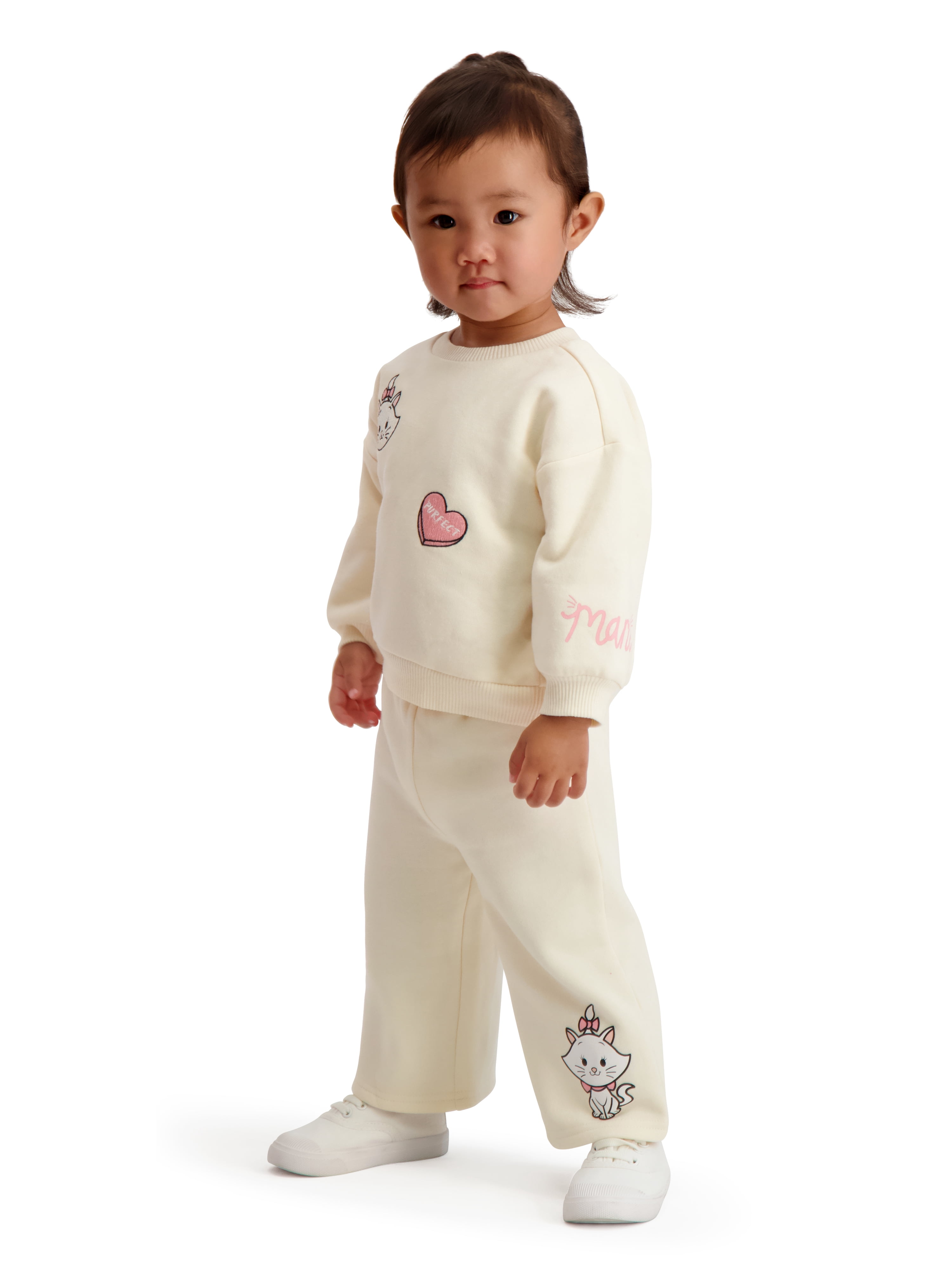 Marie The Cat Baby Girl 2 Piece Embroidered Sweat Set, Sizes 0-24 Months