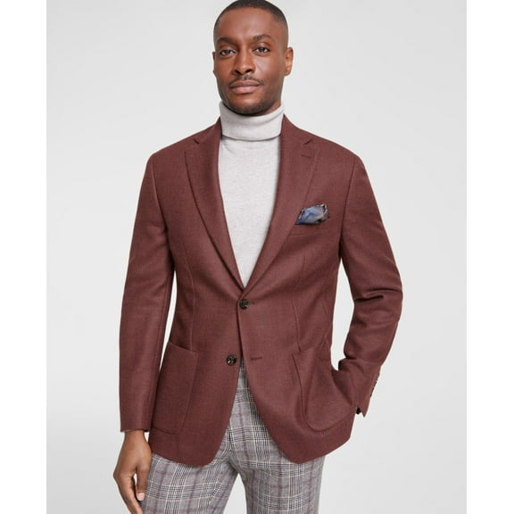 Tallia Mens Slim fit Sport Coat Blazer 36 R Brown Solid Wool