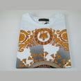 thumbnail image 4 of Men LAVERITA European Fashion Crew Shirt Rhine Stones Crown Florals 12089 White, 4 of 9