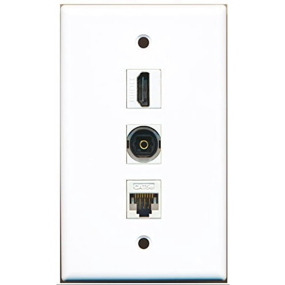 RiteAV - 1 Port HDMI and 1 Port Toslink and 1 Port Cat5e Ethernet White Wall Plate