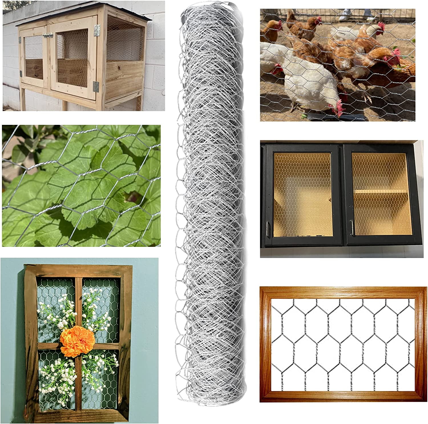 netuera Galvanized Poultry Wire Netting 2" Hexagonal Mesh Wire Fence fit for Family Craft Projects Chicken Netting Garden Fencing Backyard Fencing