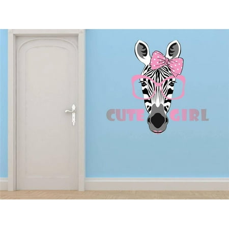 Do It Yourself Wall Decal Sticker Zebra Girl With Sunglasses Bow 20 X30