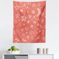 thumbnail image 1 of Coral Tapestry, Moon and Stars Theme Pattern Starry Night Shooting Stars Space Galaxy Style, Fabric Wall Hanging Decor for Bedroom Living Room Dorm, 5 Sizes, Coral White, by Ambesonne, 1 of 1