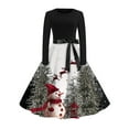 thumbnail image 2 of Women's Fashionable and Elegant Autumn and Winter Long Sleeved Round Neck Christmas Print Dress, Festive Holiday Wear for Casual and Party Occasions,White,M, 2 of 5