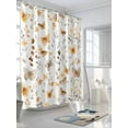 thumbnail image 3 of Orange Floral Spring Extra Long Shower Curtain Set, Waterproof Shower Curtains for Bathroom, Butterfly Botanical Summer Washable Fabric Cloth Bath Curtain for Bathtub with Hooks 72x96 Inches, 3 of 6