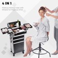 thumbnail image 6 of 4 in 1 Rolling Makeup Train Case Large Cosmetic Beauty Storage Trolley Luggage with Key Wheels Salon Barber Case, Black, 6 of 7