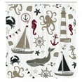 thumbnail image 3 of Ambesonne Nautical Shower Curtain, Lighthouse Pastel Colors, 69"Wx70"L, Dark Tan and Maroon, 3 of 3