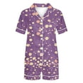thumbnail image 3 of CLOISE Pj Set Women 2 Piece Soft Short Sleeve Sleepwear Tops and Casual Shorts Pajama Sets Cozy Button Up Flower Printed Fashion Pjs, 3 of 4
