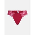 thumbnail image 6 of Joyspun Women's Microfiber and Lace Thong Panties, 3-pack, Sizes to 3XL, 6 of 8