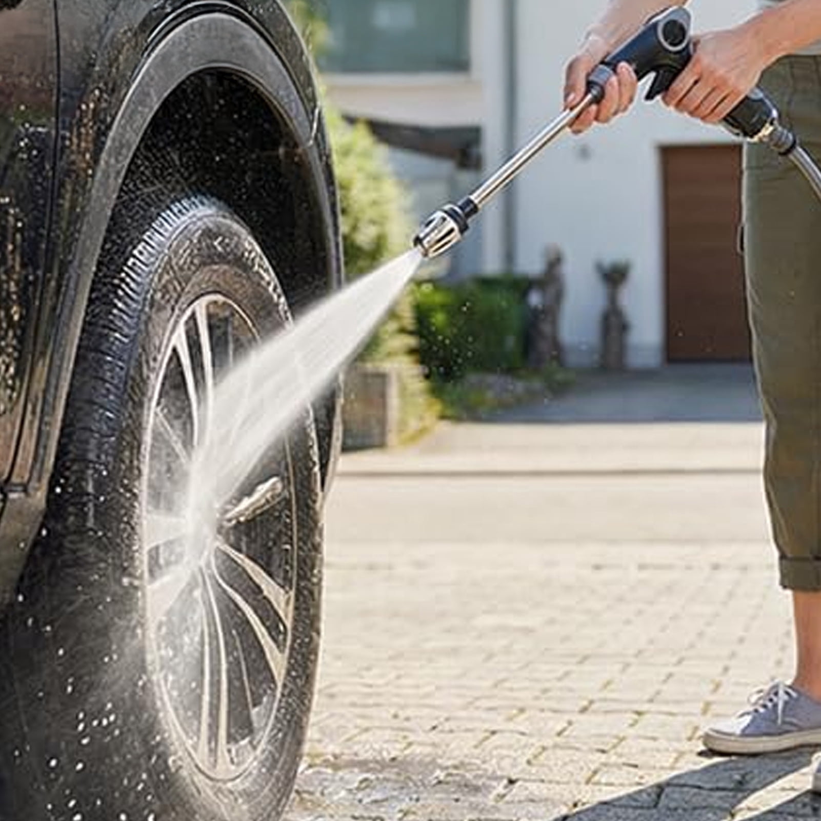 Garden Hose Nozzle with 360-degree Adjustable Spray, High Pressure Water Cleaning Jet, Universal 3/4" Thread for Car Wash & Garden, Heavy-Duty Cleaning Tool