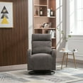 thumbnail image 2 of Swivel Rocking Chair, Upholstered Recliner Sofa Chair with Metal Legs and One Left Bag, Tall Back Lounge Chair Nursery Chair, Comfy Rocker Sofa for Living Room, Bedroom, Office, Dark Gray, 2 of 7