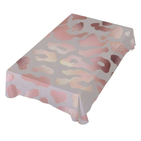 

JSTEL Rose Gold Cheetah Leopard Print Table Cloth Square 60 x 60 Inch Tablecloth Anti Wrinkle Table Cover for Dining Kitchen Parties