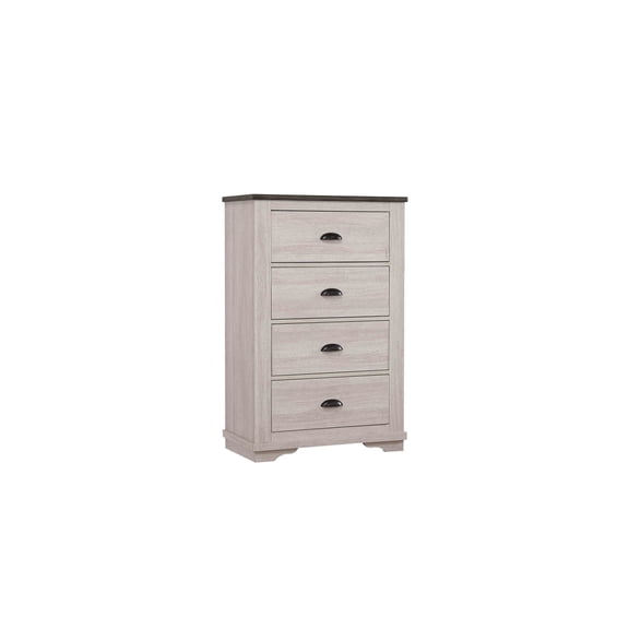 Newboti Furniture 1pc Contemporary Four Drawers Chest Bed Side Cabinet Wooden Furniture Rustic Chalk Gray Color BN.2999