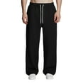 thumbnail image 2 of HKYNLAG Baggy Sweatpants for Men Fleece Wide Leg Sweats Pants Loose Casual Open Bottom Joggers with Pockets Black M, 2 of 7