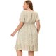 thumbnail image 4 of Women's Plus Size Midi Dress Ruffle Hem Smocked Waist Floral Dresses Apricot 2X, 4 of 5