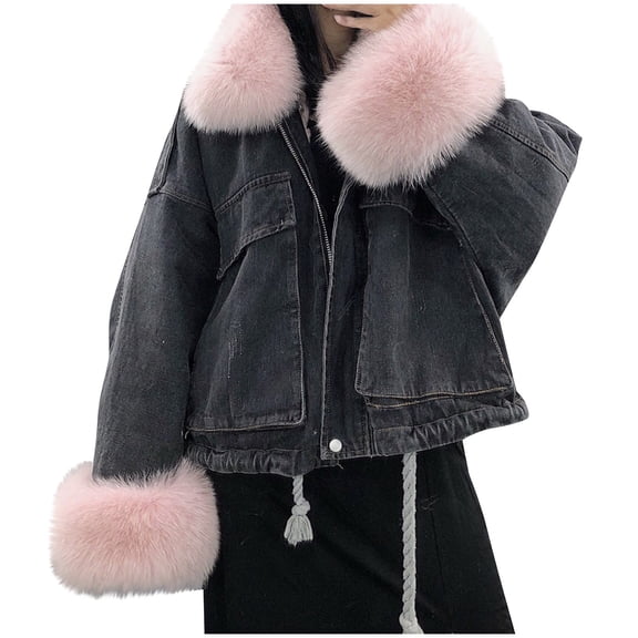 LYXSSBYX Womens Long Sleeve Dress Women Warm Denim Short Coat Collar Jacket Slim Winter Outwear Coats